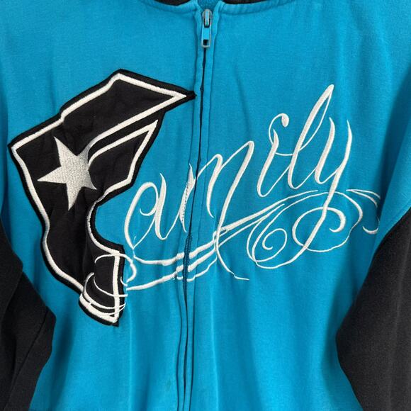 Vintage Y2K Famous Stars and Straps Family Full Zip Hoodie Adult M Blue Black - Picture 5 of 12